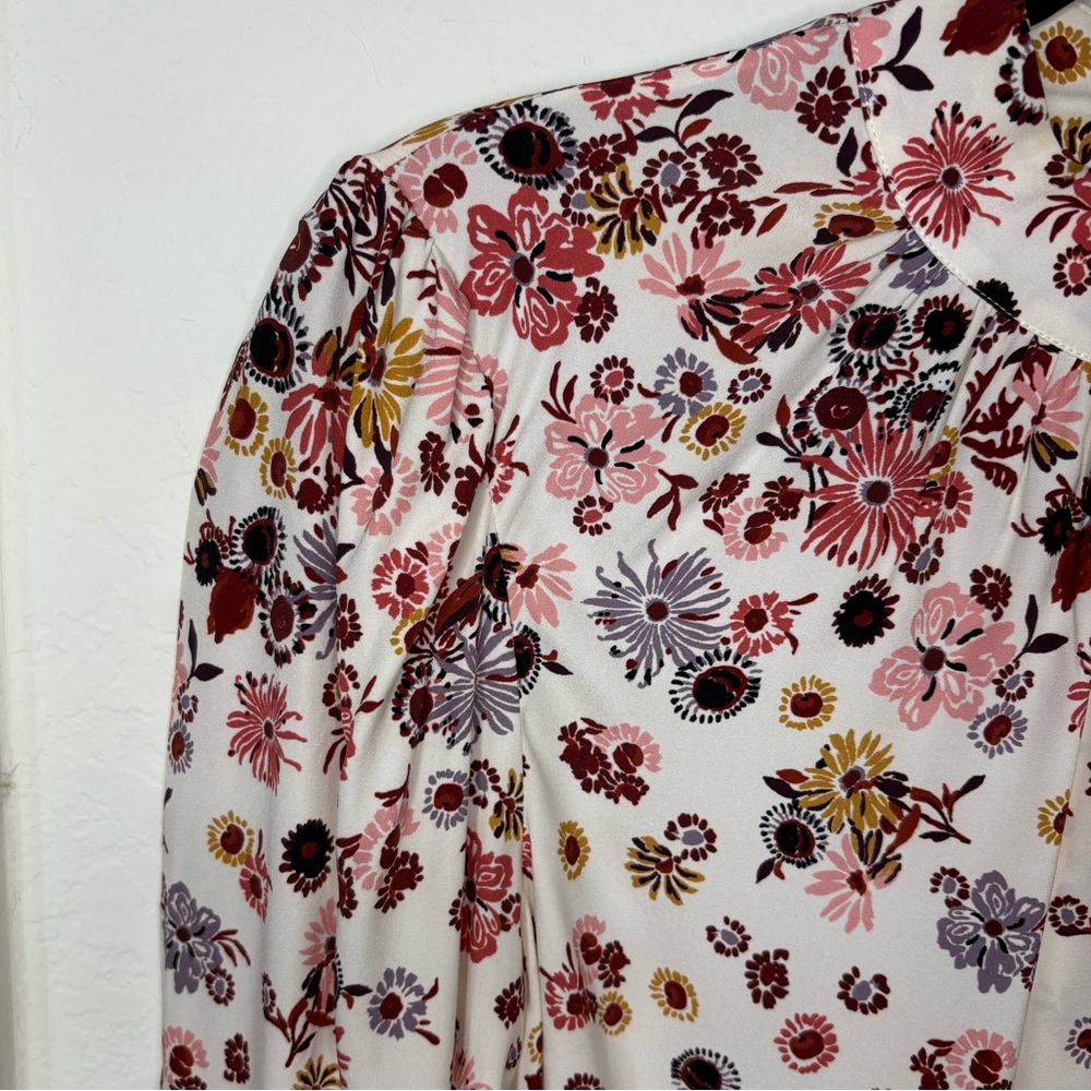Veronica Beard Fey mock-neck floral silk blouse top size 2 - Picture 5 of 16